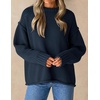 image:imageZESICA Womens 2026 Fall Long Sleeve Crewneck Oversized Chunky SweatersNavy
