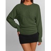 image:imageZESICA Womens 2026 Fall Long Sleeve Floral Ruched Cute SweatersArmygreen
