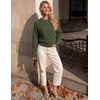 image:imageZESICA Womens 2026 Fall Long Sleeve Floral Ruched Cute SweatersArmygreen