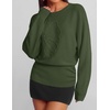 image:imageZESICA Womens 2026 Fall Long Sleeve Floral Ruched Cute SweatersArmygreen