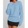 image:imageZESICA Womens 2026 Fall Long Sleeve Floral Ruched Cute SweatersBlue