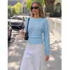 image:imageZESICA Womens 2026 Fall Long Sleeve Floral Ruched Cute SweatersBlue