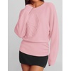 image:imageZESICA Womens 2026 Fall Long Sleeve Floral Ruched Cute SweatersPink