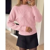 image:imageZESICA Womens 2026 Fall Long Sleeve Floral Ruched Cute SweatersPink
