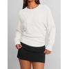 image:imageZESICA Womens 2026 Fall Long Sleeve Floral Ruched Cute SweatersWhite