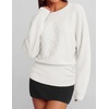 image:imageZESICA Womens 2026 Fall Long Sleeve Floral Ruched Cute SweatersWhite