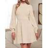 image:imageZESICA Womens Fall Mock Neck Long Lantern Sleeve Sweater Mini DressApricot