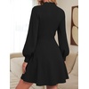 image:imageZESICA Womens Fall Mock Neck Long Lantern Sleeve Sweater Mini DressBlack