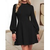 image:imageZESICA Womens Fall Mock Neck Long Lantern Sleeve Sweater Mini DressBlack