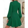 image:imageZESICA Womens Fall Mock Neck Long Lantern Sleeve Sweater Mini DressGreen