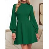 image:imageZESICA Womens Fall Mock Neck Long Lantern Sleeve Sweater Mini DressGreen