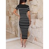 image:imageZESICA Womens Summer Striped Short Sleeve Bodycon Sweater DressBlack