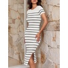 image:imageZESICA Womens Summer Striped Short Sleeve Bodycon Sweater DressWhite