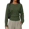 image:imageZESICA Womens 2026 Fall Long Sleeve Floral Ruched Cute SweatersArmygreen