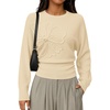 image:imageZESICA Womens 2026 Fall Long Sleeve Floral Ruched Cute SweatersBeige