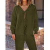 image:imageZESICA Womens 2 Piece Outfits 2026 Fall Lounge Pajama SetsArmygreen
