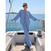 image:imageZESICA Womens 2 Piece Outfits 2026 Fall Lounge Pajama SetsBlue