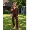 image:imageZESICA Womens 2 Piece Outfits 2026 Fall Lounge Pajama SetsCaramel
