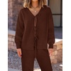 image:imageZESICA Womens 2 Piece Outfits 2026 Fall Lounge Pajama SetsCaramel