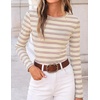 image:imageZESICA Womens Striped Fall Long Sleeve Cute Shirt Dressy Work Going Out TopApricot