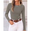 image:imageZESICA Womens Striped Fall Long Sleeve Cute Shirt Dressy Work Going Out TopBlack