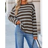 image:imageZESICA Womens Striped Oversized Fall Long Sleeve TShirts Y2K Going Out TopBrown