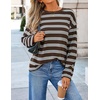 image:imageZESICA Womens Striped Oversized Fall Long Sleeve TShirts Y2K Going Out TopBrown
