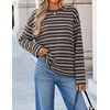 image:imageZESICA Womens Striped Oversized Fall Long Sleeve TShirts Y2K Going Out TopCoffee