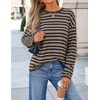 image:imageZESICA Womens Striped Oversized Fall Long Sleeve TShirts Y2K Going Out TopCoffee