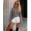 image:imageZESICA Womens Striped Oversized Fall Long Sleeve TShirts Y2K Going Out TopCoffee