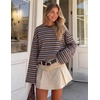 image:imageZESICA Womens Striped Oversized Fall Long Sleeve TShirts Y2K Going Out TopCoffee