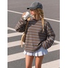 image:imageZESICA Womens Striped Oversized Fall Long Sleeve TShirts Y2K Going Out TopCoffee