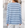 image:imageZESICA Womens Striped Oversized Fall Long Sleeve TShirts Y2K Going Out TopLight Blue