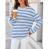 image:imageZESICA Womens Striped Oversized Fall Long Sleeve TShirts Y2K Going Out TopLight Blue