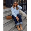 image:imageZESICA Womens Striped Oversized Fall Long Sleeve TShirts Y2K Going Out TopLight Blue