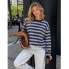 image:imageZESICA Womens Striped Oversized Fall Long Sleeve TShirts Y2K Going Out TopNavy