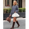 image:imageZESICA Womens Striped Oversized Fall Long Sleeve TShirts Y2K Going Out TopNavy
