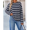 image:imageZESICA Womens Striped Oversized Fall Long Sleeve TShirts Y2K Going Out TopNavy