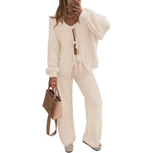 image:imageZESICA Womens 2 Piece Outfits 2026 Fall Lounge Pajama SetsApricot