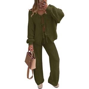 image:imageZESICA Womens 2 Piece Outfits 2026 Fall Lounge Pajama SetsArmygreen