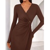 image:imageZESICA Womens Fall Long Sleeve Wrap Bodycon Cocktail Party DressesBrown