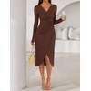 image:imageZESICA Womens Fall Long Sleeve Wrap Bodycon Cocktail Party DressesBrown