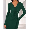 image:imageZESICA Womens Fall Long Sleeve Wrap Bodycon Cocktail Party DressesDarkgreen