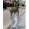 image:imageZESICA Womens Fall Mock Neck Long Sleeve Shirts Business Casual TopsArmygreen