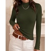 image:imageZESICA Womens Fall Mock Neck Long Sleeve Shirts Business Casual TopsArmygreen