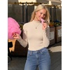 image:imageZESICA Womens Fall Mock Neck Long Sleeve Shirts Business Casual TopsBeige