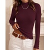 image:imageZESICA Womens Fall Mock Neck Long Sleeve Shirts Business Casual TopsBurgundy