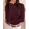 image:imageZESICA Womens Fall Mock Neck Long Sleeve Shirts Business Casual TopsBurgundy