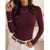 image:imageZESICA Womens Fall Mock Neck Long Sleeve Shirts Business Casual TopsBurgundy
