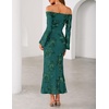 image:imageZESICA Womens Fall Off Shoulder Floral Wedding Guest Maxi DressesGreen